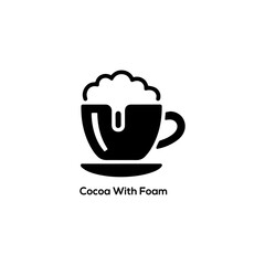 Minimal cocoa with foam icon representing hot chocolate drink, winter beverage symbol, cozy café menu design element