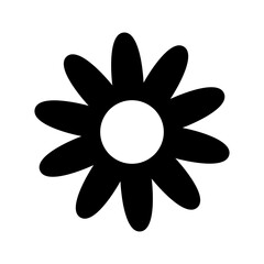 Black flower shape. Simple floral symbol. Minimal decorative graphic element for design and UI use