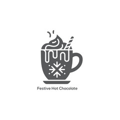 Cozy winter hot chocolate mug with fluffy marshmallows cinnamon sticks and festive gingerbread man cookie on a wooden background.