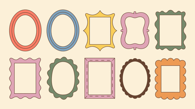 Colorful Illustrated Picture Frames Set in Various Shapes