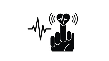 Fototapeta premium Medical healthcare concept with hand and heart rate line, symbolizing life and wellness in a simple modern illustration