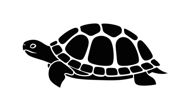 Minimalist Black and White Sea Turtle Illustration Depicting Marine Wildlife in Simplified Style