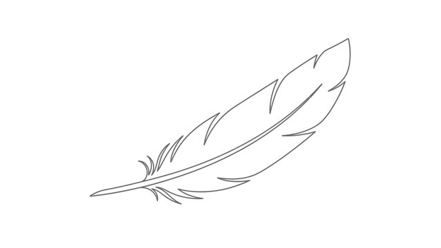 Elegant minimalistic outline of a feather emphasizing graceful natural design for artistic and