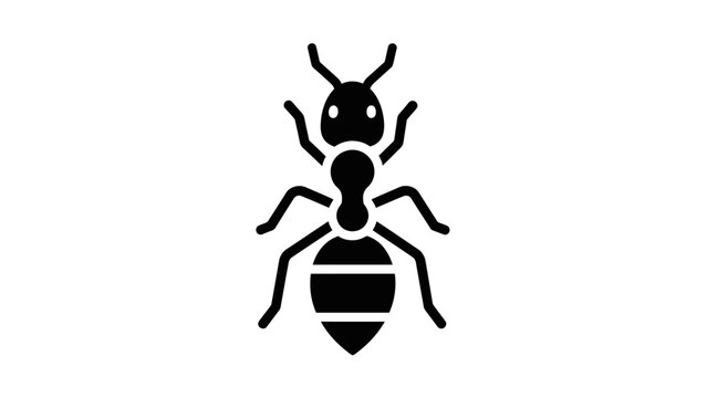 Minimalist black and white ant icon symbolizing teamwork and nature connection