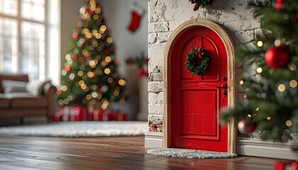 Enchanted fairytale elf entrance door in a wall 