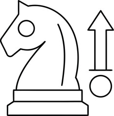 Minimal Outline Business Strategy Chess Icon Transparent Background