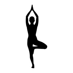 Fototapeta premium Silhouette of Person Performing Yoga Tree Pose Stance.