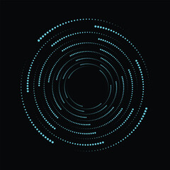 Glowing teal dots forming circular patterns on a