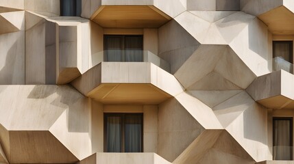 Architectural Marvel - Captivating Facade with Geometric Honeycomb Design and Balconies.