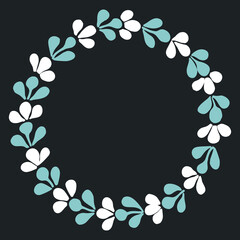 White and blue laurel vector wreath on black background