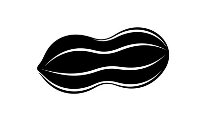 Abstract black and white depiction of an organic peanut-shaped form with flowing lines and