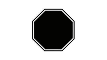 Minimalistic black and white octagonal stop sign symbol with bold outlines for clear visual