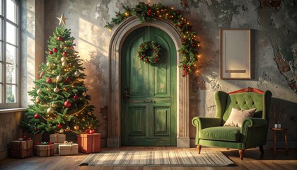 Enchanted fairytale door in a wall 