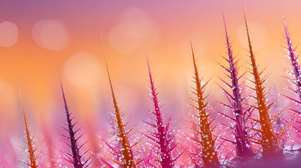 Obraz premium Close-up macro photograph of vibrant plant fibers with colorful bokeh background.