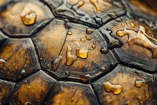 Turtle shell surface macro with natural moisture