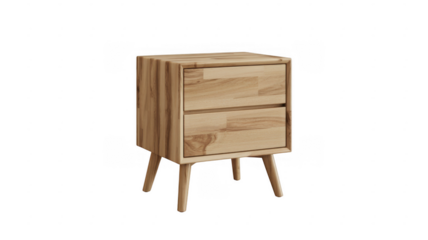 Modern wooden nightstand with two drawers furniture home isolated on a transparent background