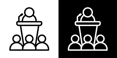 Seminar Icon Of Line Black And White Style Vector Illustration
