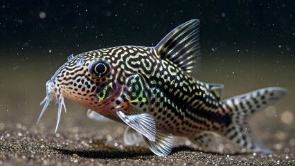 Close-up of Bristlenose Pleco Fish on Gravel.