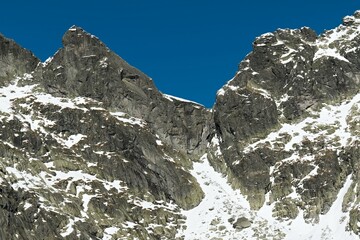 View of Zabi Kon 2,291 meter high peak in Mengusovska Valley. Vysoke Tatry (High Tatras) National Park. Slovakia. Europe. © Rostislav
