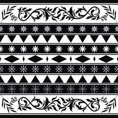 black and white flower folk tribal cloth traditional boho style pattern ethnic ornamental fabric wallpaper background textures