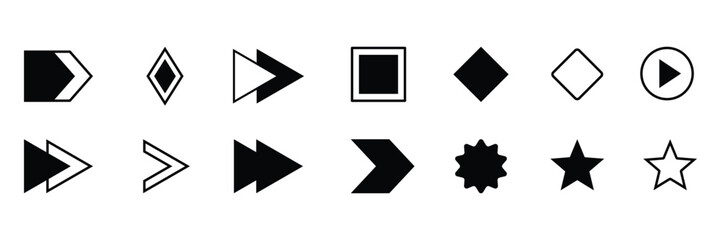 Set of different bullet points icon collection. Minimal user interface elements for apps, websites, infographics. Isolated vector bullet point symbol.