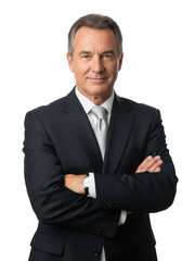 Confident businessman in suit isolated on transparent background