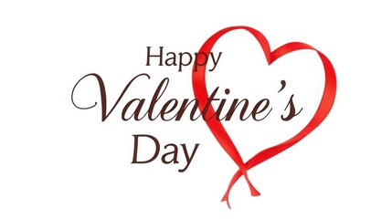 Elegant cursive happy valentines day text with red heart on white background for romantic greeting cards and festive celebrations