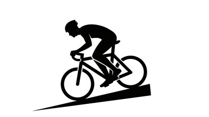 Obraz premium Dynamic silhouette of a cyclist riding uphill in motion depicting fitness and outdoor sport activity