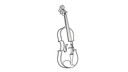 Fototapeta premium Minimalistic Black and White Line Drawing of a Classical Acoustic Violin for Artistic and Music