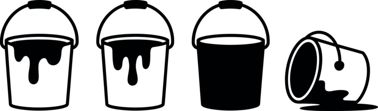 Four Buckets with Paint