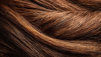 Close-up view of brown hair texture, showing strands and highlights, natural beauty.