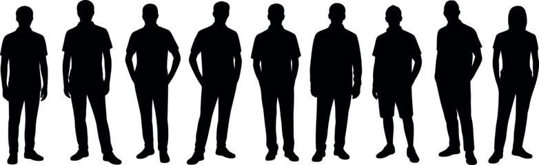 group of people silhouettes standing in various poses
