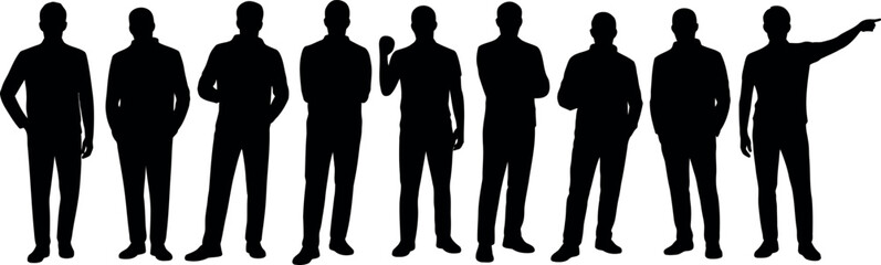 set of men in various poses silhouettes