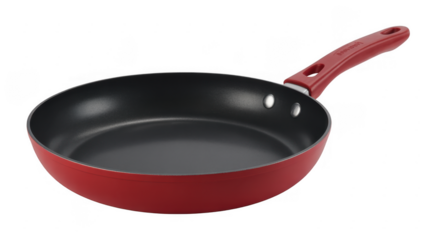 Red frying pan cookware isolated on a transparent background