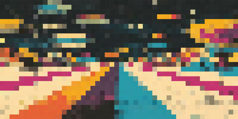 Fototapeta premium Pixelated Image of Multicolored Abstract Shapes.
