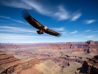 Vulture Flying Over Grand Canyon National Park