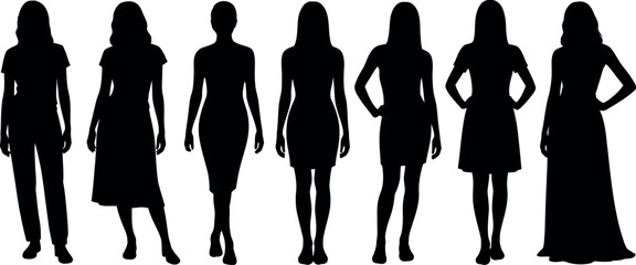 Silhouettes of Women in Various Poses