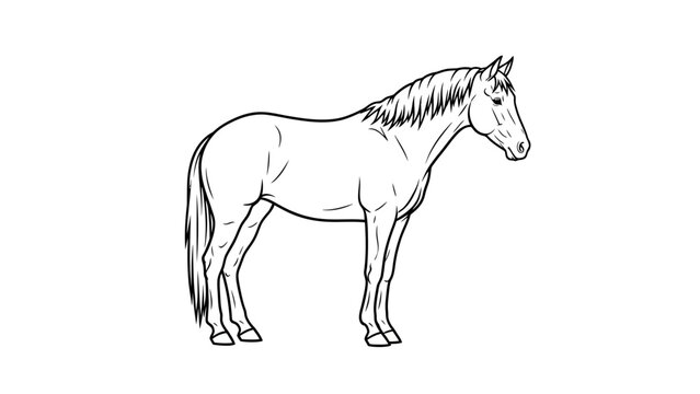 Simple Line Drawing of a Calm Horse Standing on a Plain Surface for Artistic Inspiration