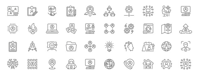 Member and community icons set. editable line icons, linear, social network graphics