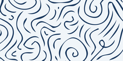 Abstract Black Swirling Lines on White Background.