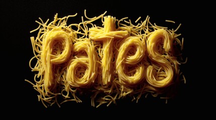 Mot p&acirc;tes en spaghetti, typographie culinaire cuisine italienne