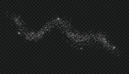 Glitter particle wave light effect isolated on transparent background, sparkling dust trail and abstract magic flow, vector © Element 1 Stock