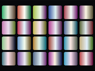 Vector Set of Holographic Metallic Gradient Swatches isolated PNG with Transparent Background