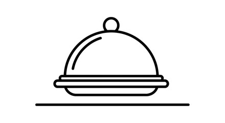 Fototapeta premium Classic food cloche icon on a serving plate, symbolizing fine dining and service Vector
