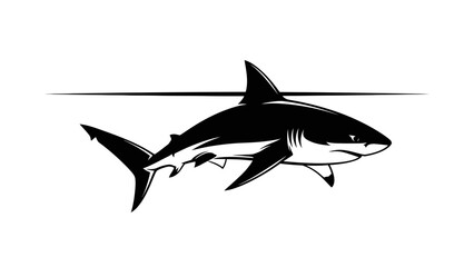 Obraz premium Silhouette Illustration of a Great White Shark Beneath the Water Surface with Provocative Presence