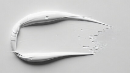 White paint smear on flat surface. Abstract brush stroke texture. Cosmetic cream or gel background for beauty product promotion. Cloud Dancer Color of the Year 2026