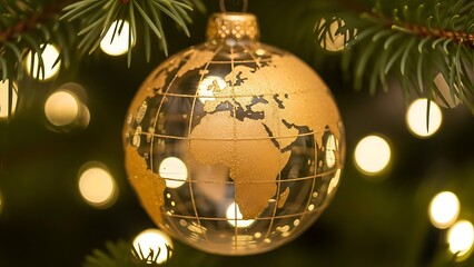 Golden globe christmas ornament