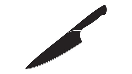 Minimalistic Black and White Chef's Knife Silhouette with Curved Handle Design for Culinary Tools