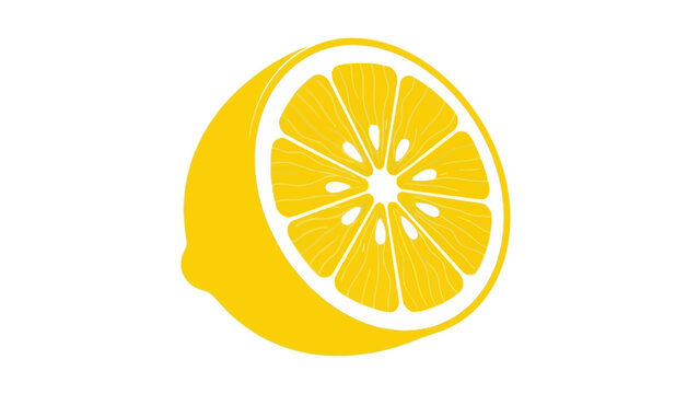 Vibrant Yellow Lemon Slice with Refreshing Juicy Interior on White Background