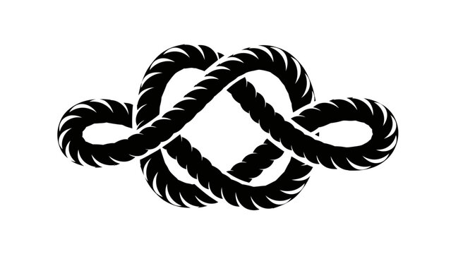 Modern black and white knot symbol representing unity and infinite connection